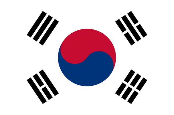 Bandeira da Corea do Sul, que usa os símbolos do Bagua.